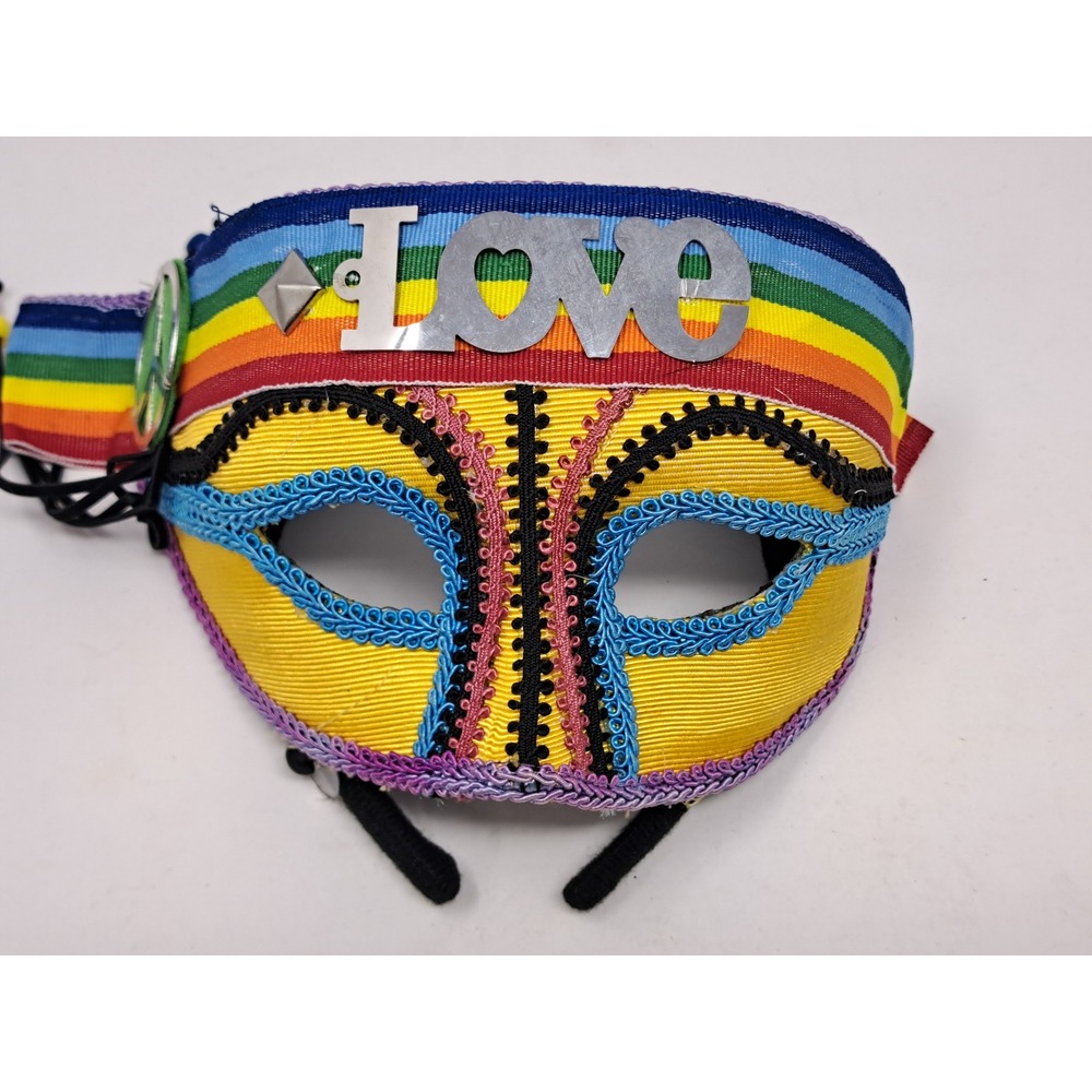 Rainbow Pride Masquerade Mask Love Peace Sign Headband Costume Accessory